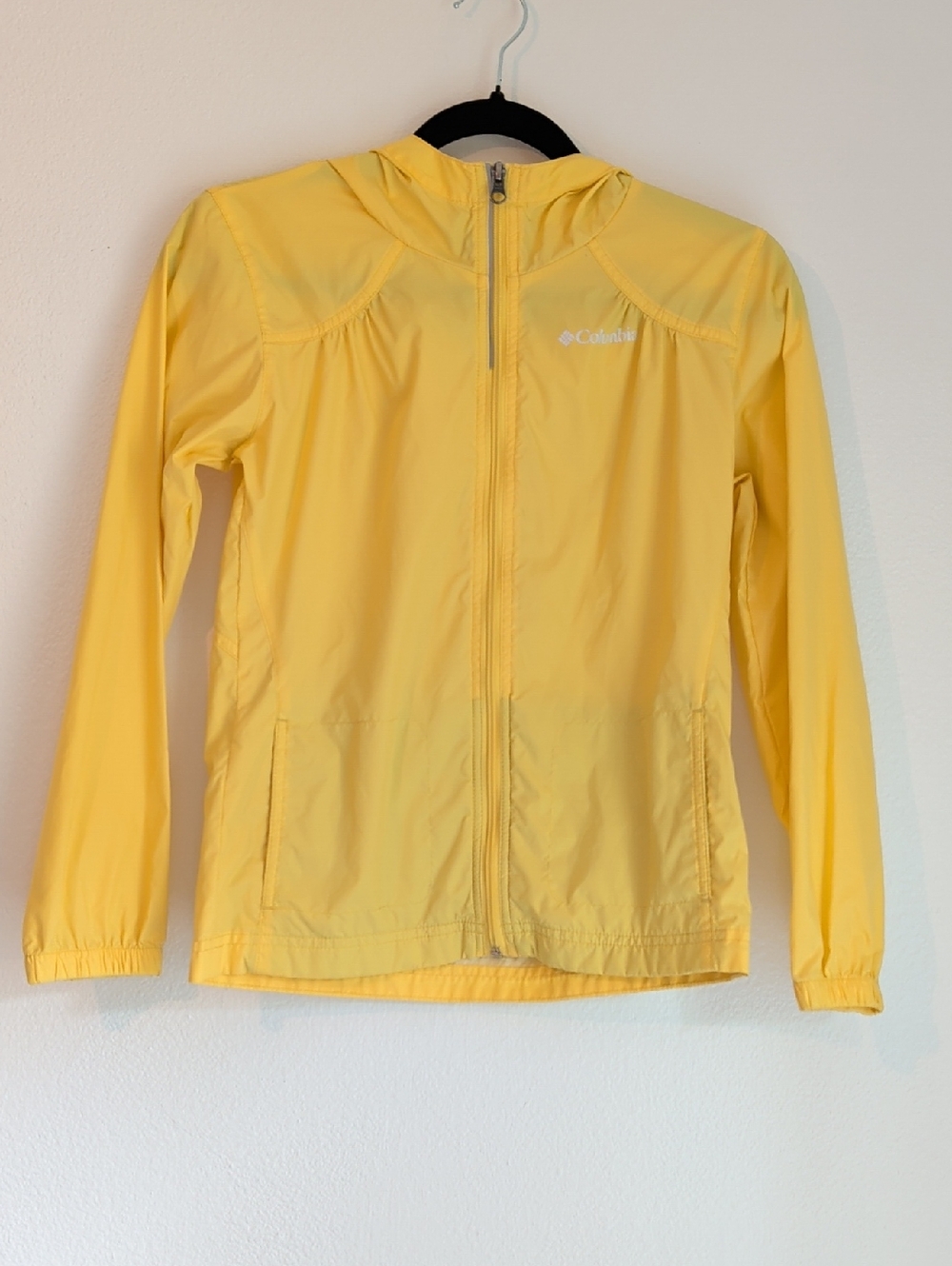 Columbia Yellow Hooded Windbreaker Jacket